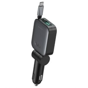 Green Lion Retractable 72W Car Charger - Black