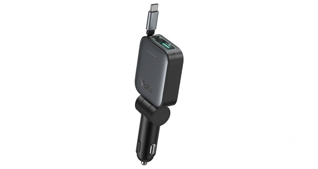 Green Lion Retractable 72W Car Charger - Black - Image 1