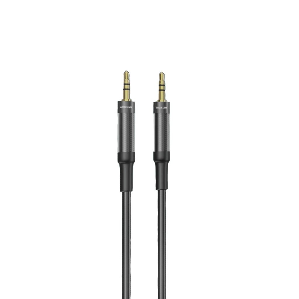 Green Lion AUX to AUX Braided Cable 1M - Black - Image 1