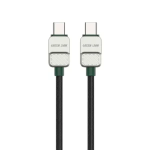 Green Lion USB-C to USB-C Electroplated Braided Cable - Black + Dark Green