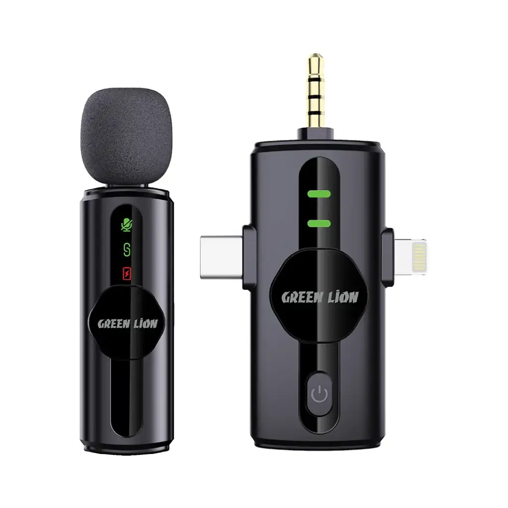 Green Lion 3 in 1 Noise Cancellation Microphone - Black - Image 1