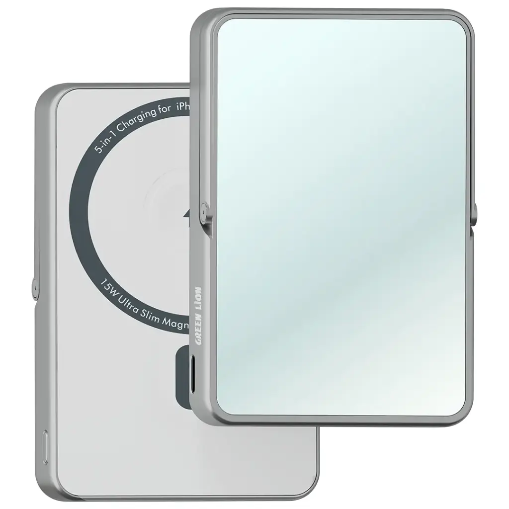 Green Lion Mirror Bank 10000mAh MagSafe Power Bank - Silver - Image 1