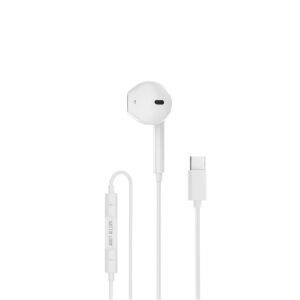 Green Lion Wired Mono Earphones with Type-C Connector - White
