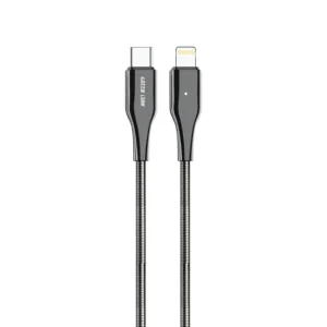 Green Lion USB-C To Lightning Metal Spring Hose Cable - Silver