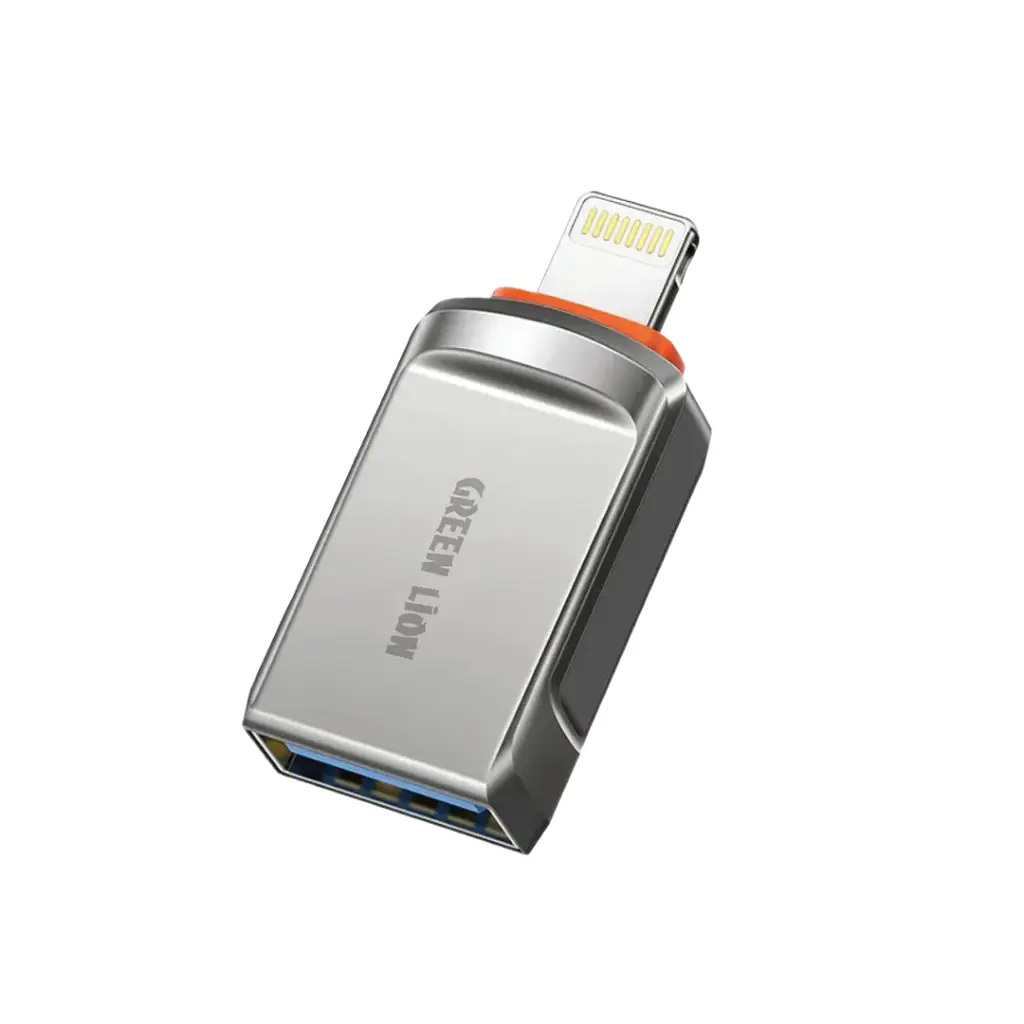 Green Lion OTG Adapter USB-A to USB-C / Lightning - Gray - Image 1