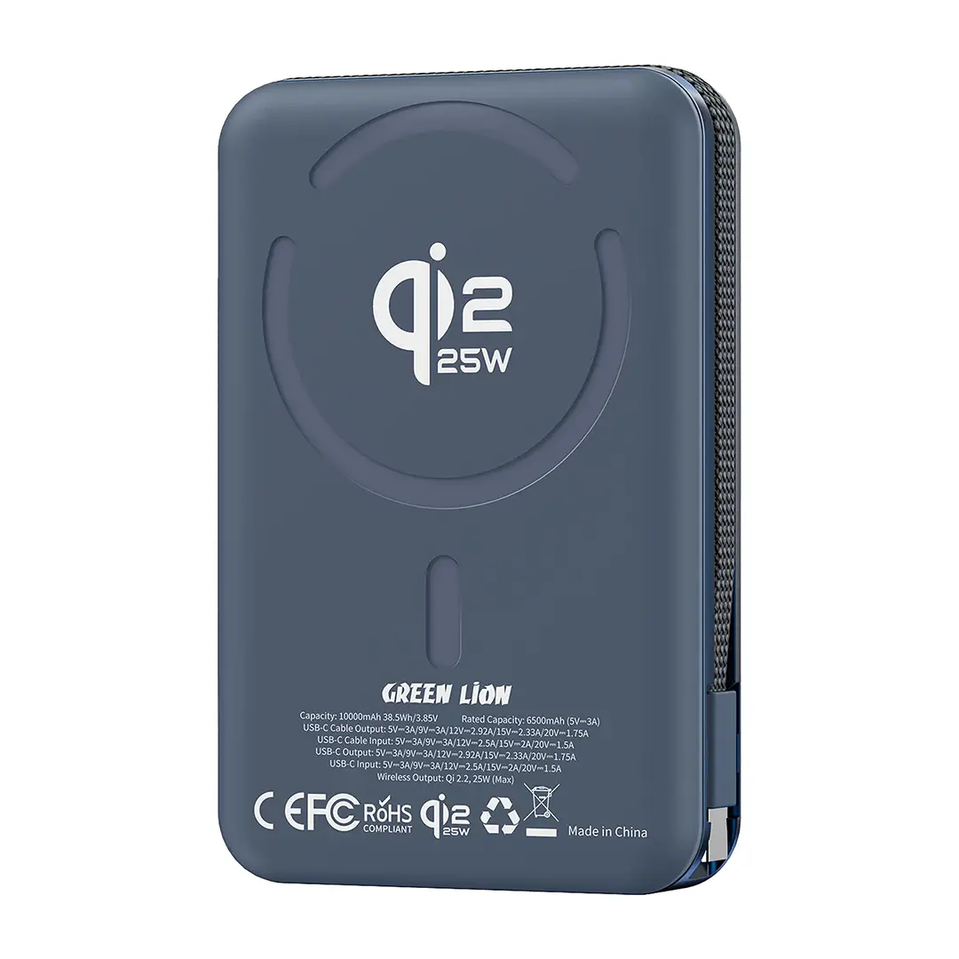 Green Lion Wellington 10000mAh Power Bank - Blue - Image 1