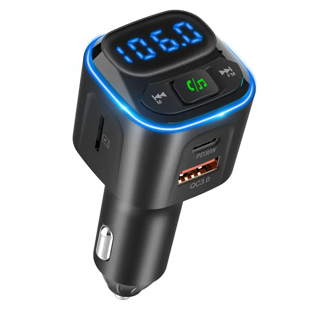 Green Lion FM Transmitter Dual-Port Car Charger - Black - Image 2