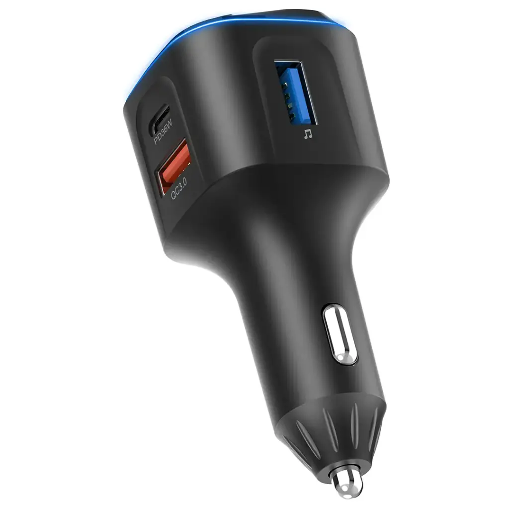 Green Lion FM Transmitter Dual-Port Car Charger - Black - Image 1