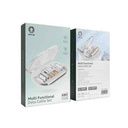 Green Lion 6 in 1 Multi Functional Data Cable Set - White - Image 2
